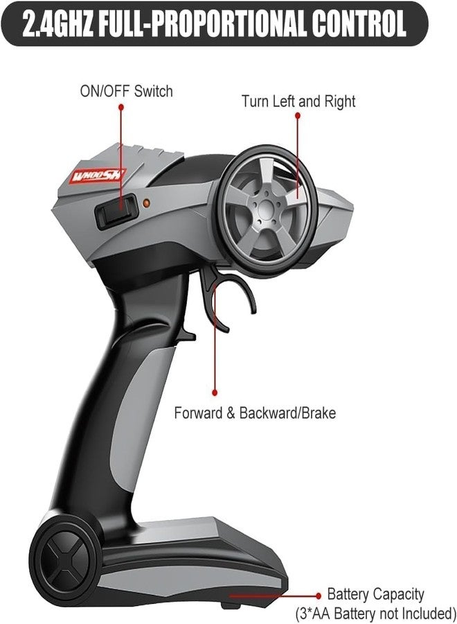 RABJET سيارة رابجيت للتحكم عن بعد بمقياس 1:16، مزودة بإضاءة LED، سيارة سباق عالية السرعة 2.4 جيجاهرتز رباعية الدفع، جاهزة للتشغيل، تصل سرعتها إلى 30 كم/ساعة، لعبة رياضية، بطاريات وإطارات دريفت متضمنة. - Image 3